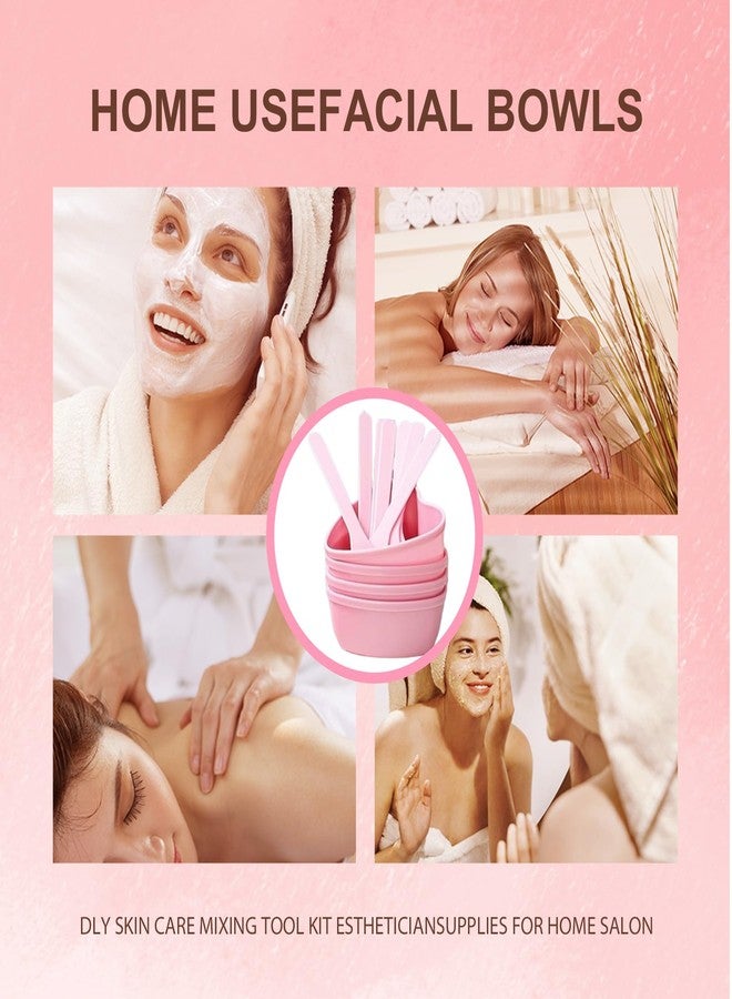 إريوكتري طقم مكون من قطعتين من أوعية خلط أقنعة الوجه على شكل قلب مع ملعقة، مصنوع من البلاستيك، طقم أدوات خلط للعناية بالبشرة، لون وردي، مناسب للاستخدام المنزلي أو في صالونات التجميل. - Image 5